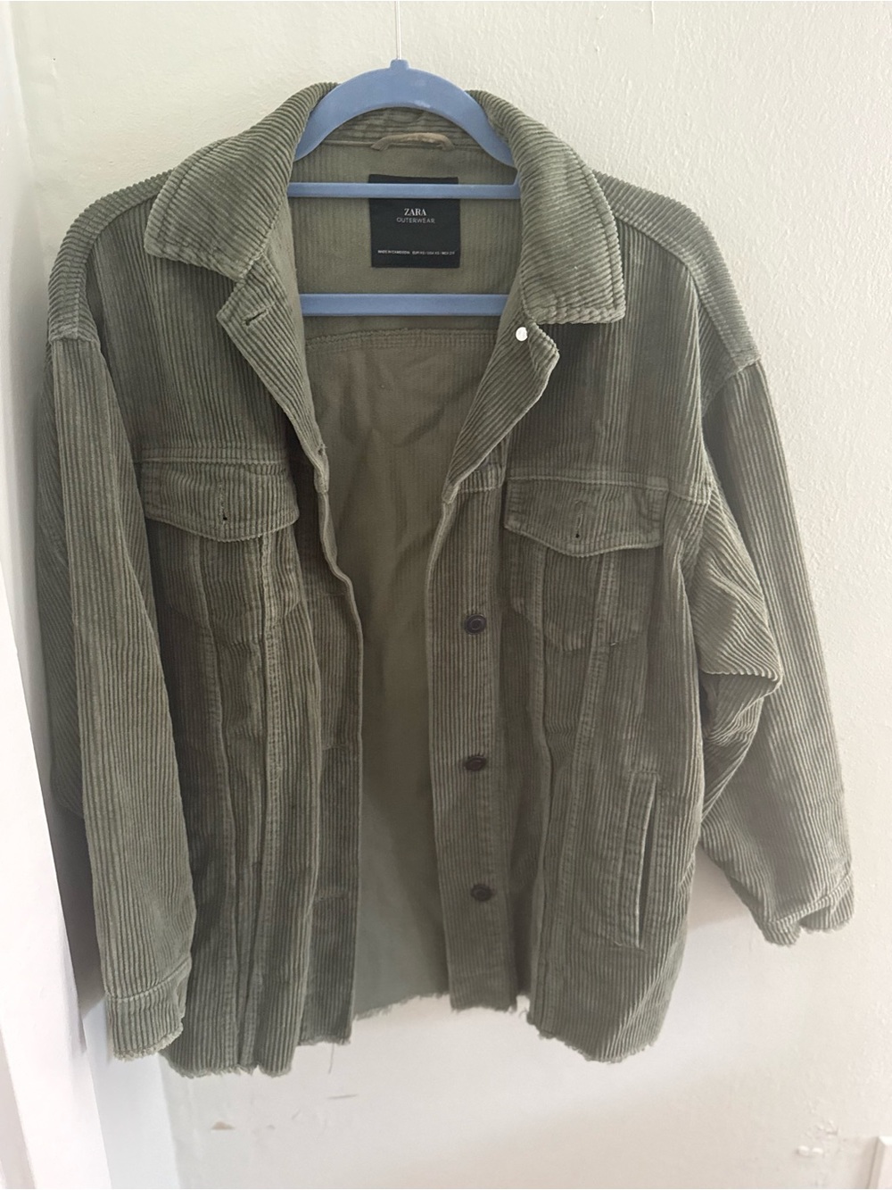 Zara Olive Corduroy Shirt Jacket